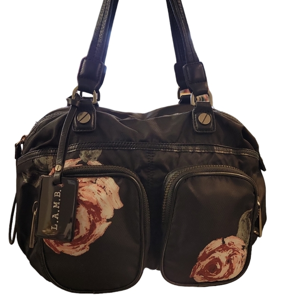 L.A.M.B. Handbags - L.A.M.B. Purse Black with Roses